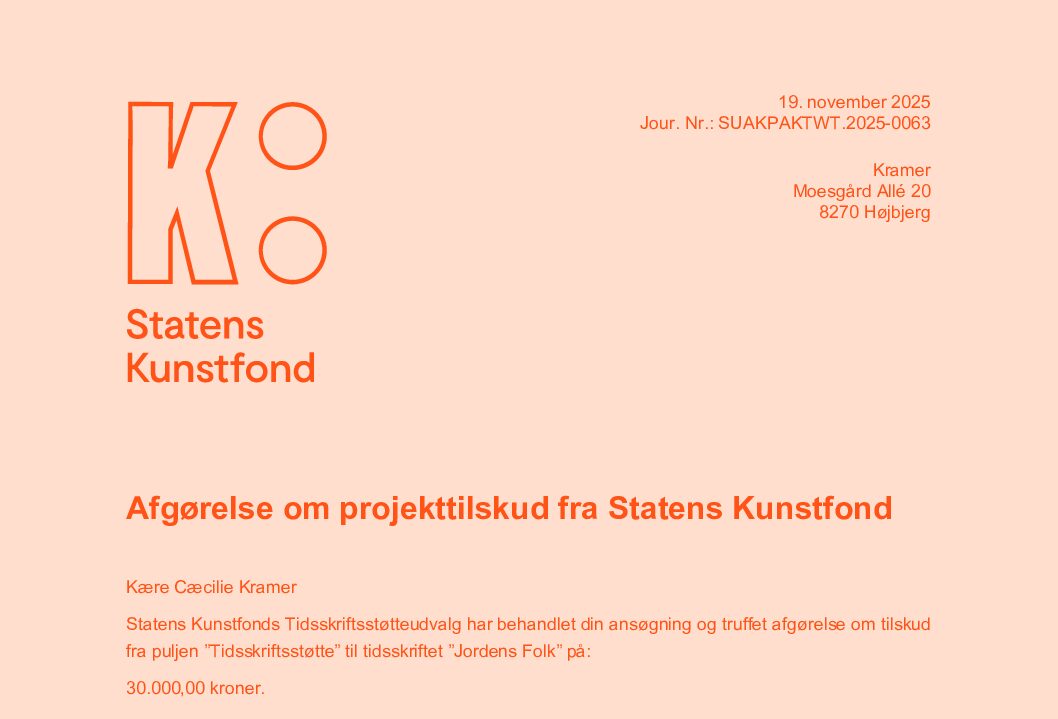 Projekttilskud fra Statens Kunstfond